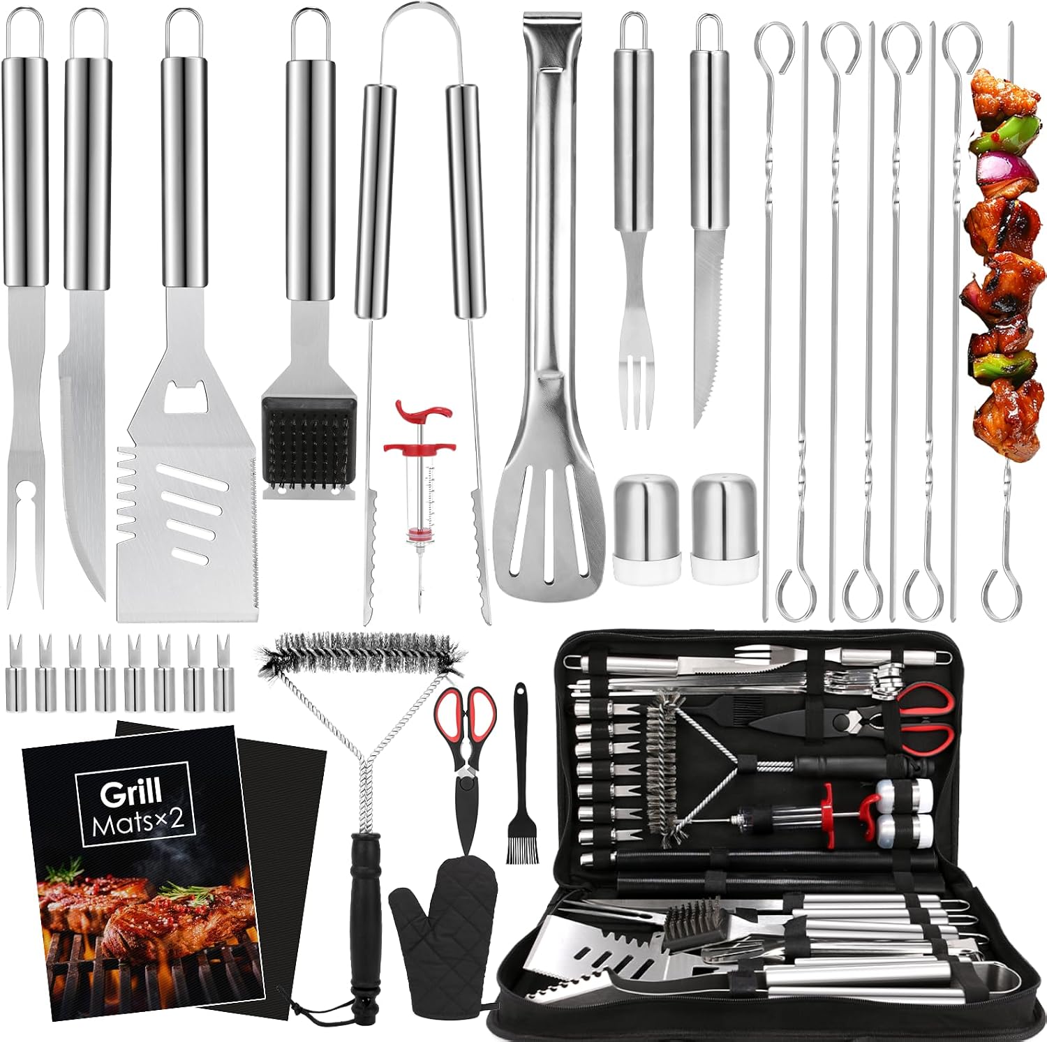 Outdoor Camping Bbq - 34Pcs BBQ Grilling Tools Set, Stainless