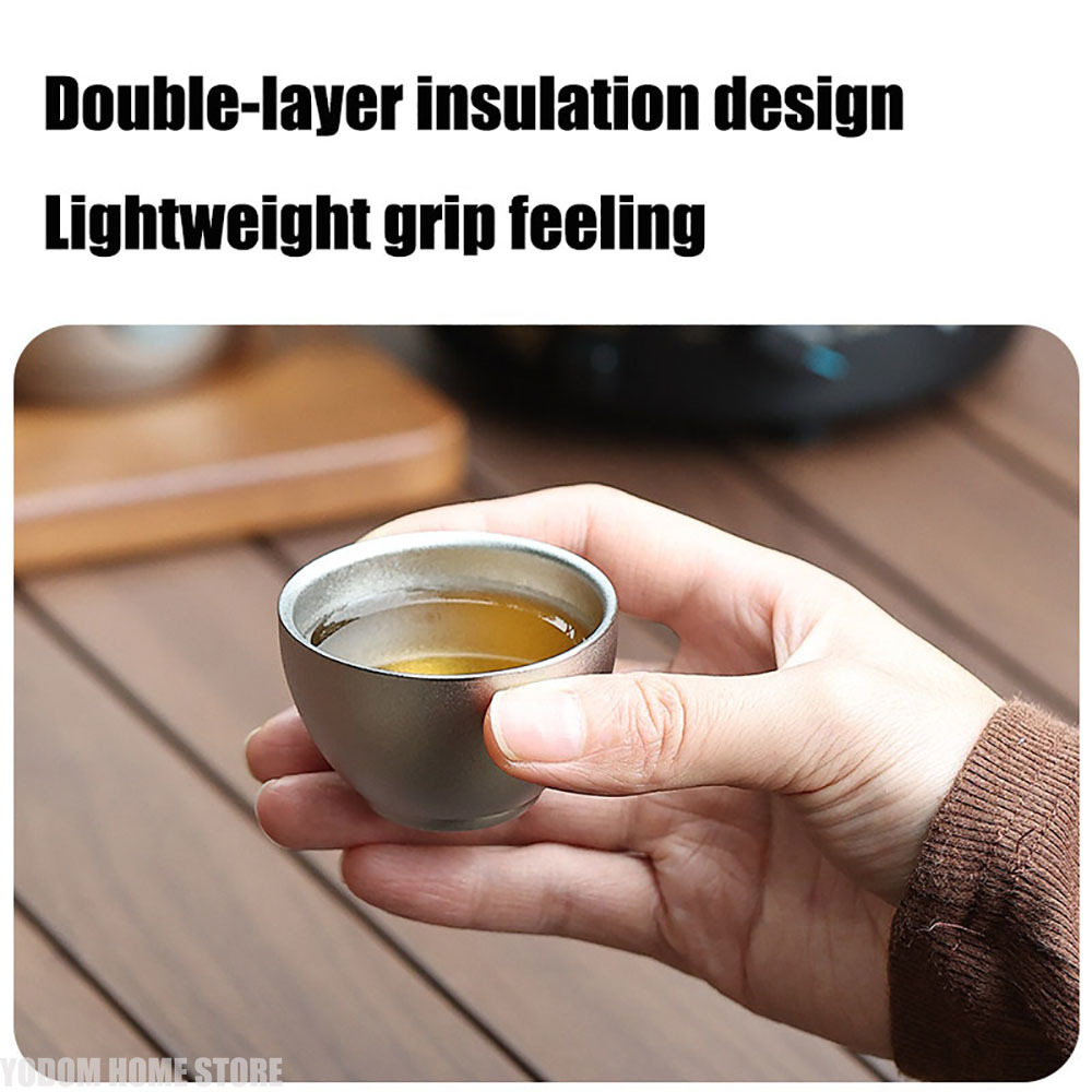 Outdoor Camping Kitchen - Small 100% Titanium Tea Cup Double