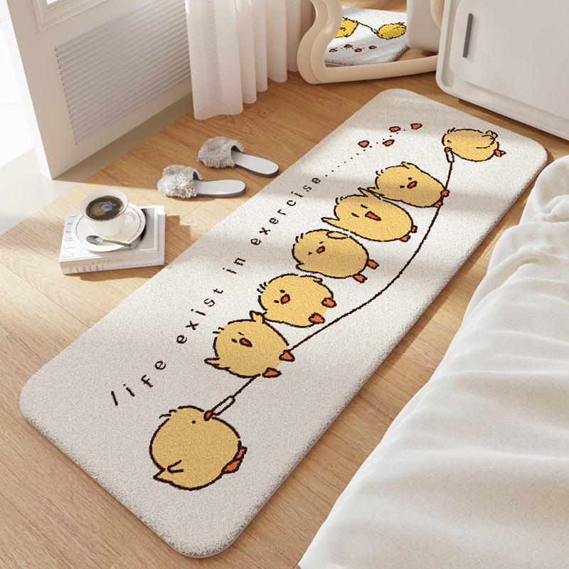 Outdoor Camping Bathroom - Cartoon Lamb Wool Rug Non-Slip Backing,
