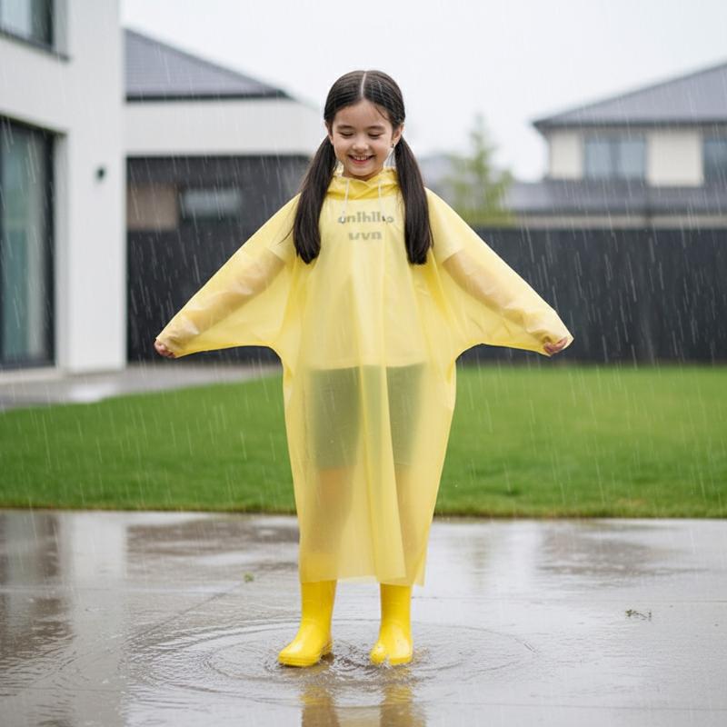 Outdoor Camping Activities For Kids - Disposable Long Kids Raincoat EVA One