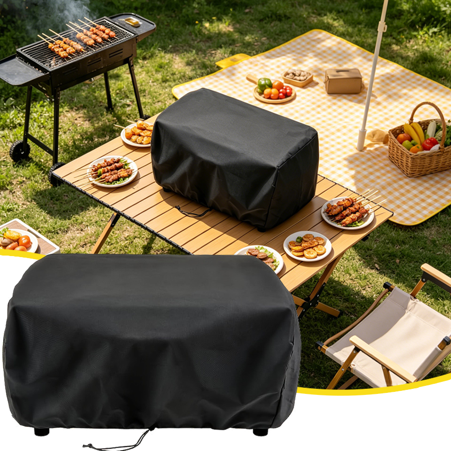 Outdoor Camping Bbq - 1pc Black Oven Protective Cover with