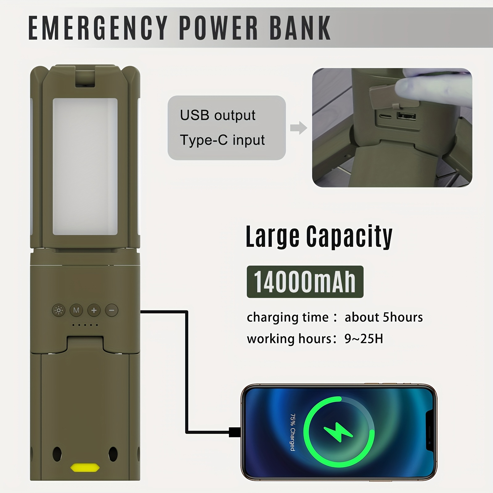Camping Lantern, 14000mAh Rech - مراجعة Outdoor Camping Hiking وسعره