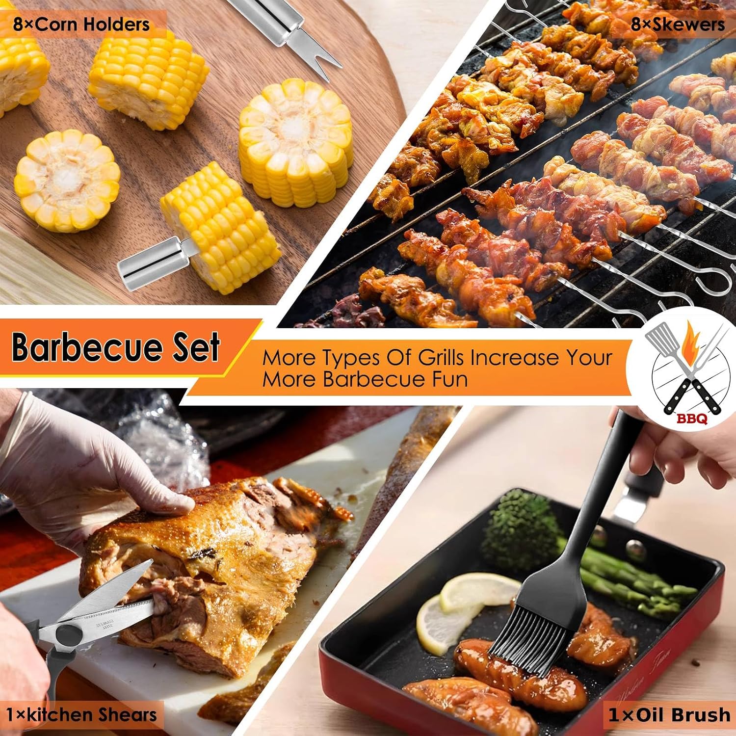 34Pcs BBQ Grilling Tools Set,  - مراجعة Outdoor Camping Bbq وسعره