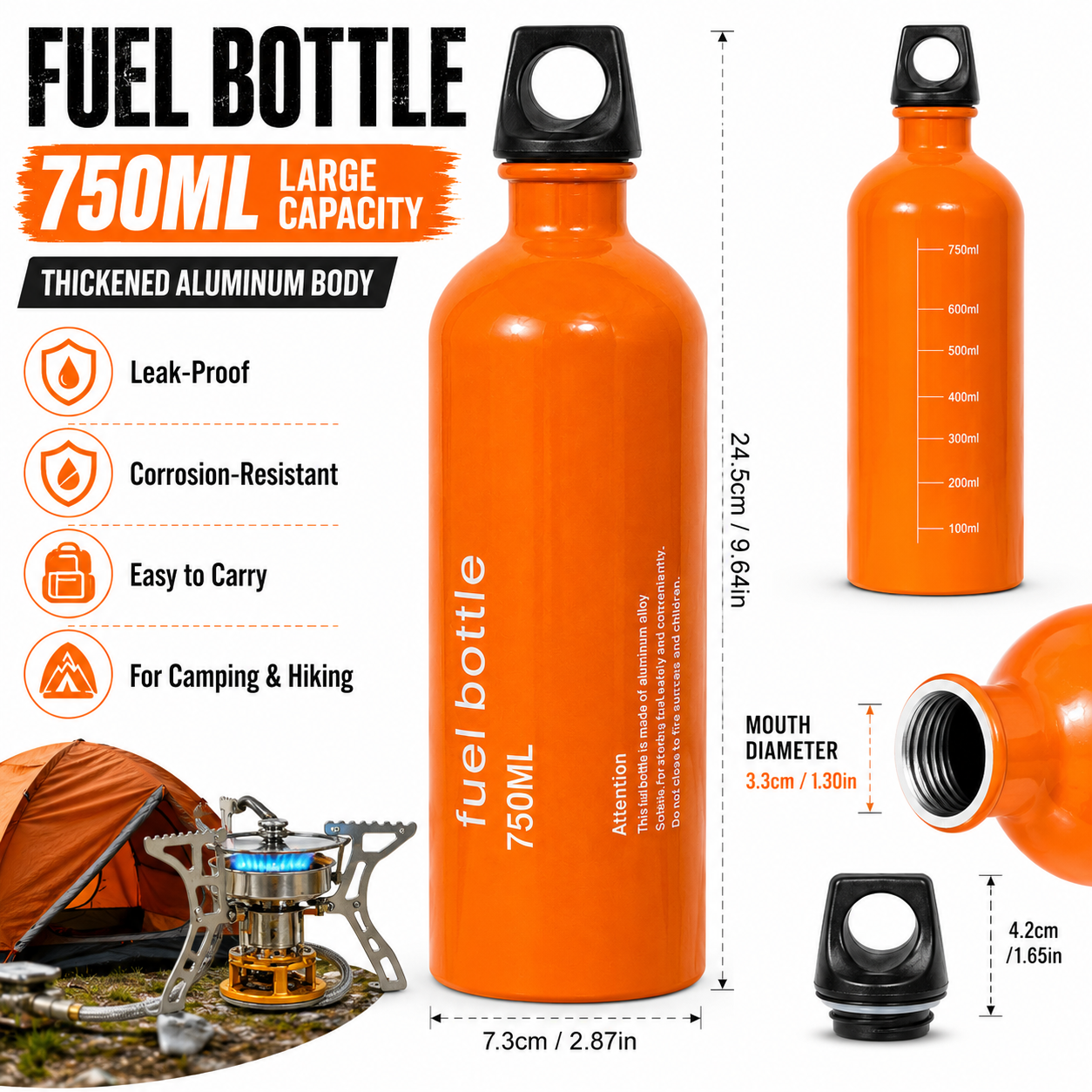 750ml Aluminum Fuel Bottle Cam - مراجعة Outdoor Camping Heater For Tent وسعره