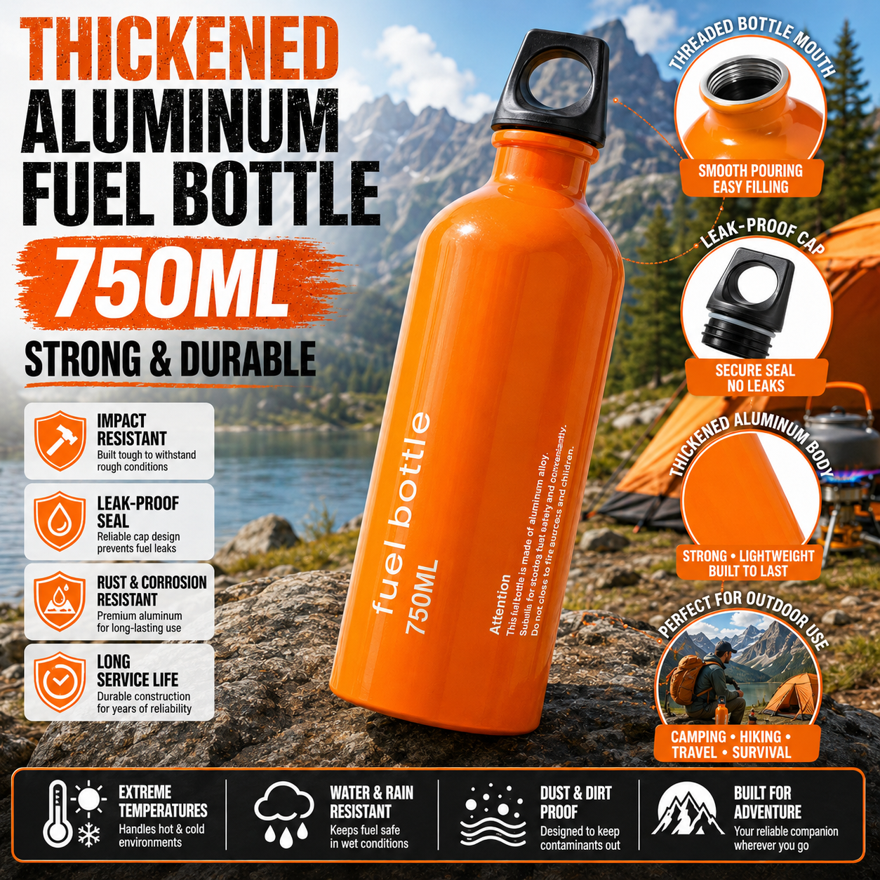 750ml Aluminum Fuel Bottle Cam - مراجعة Outdoor Camping Heater For Tent وسعره