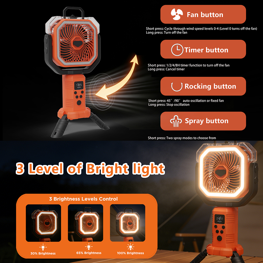 30000mAh Cooling Floor Fan wit - مراجعة Outdoor Camping Fans وسعره