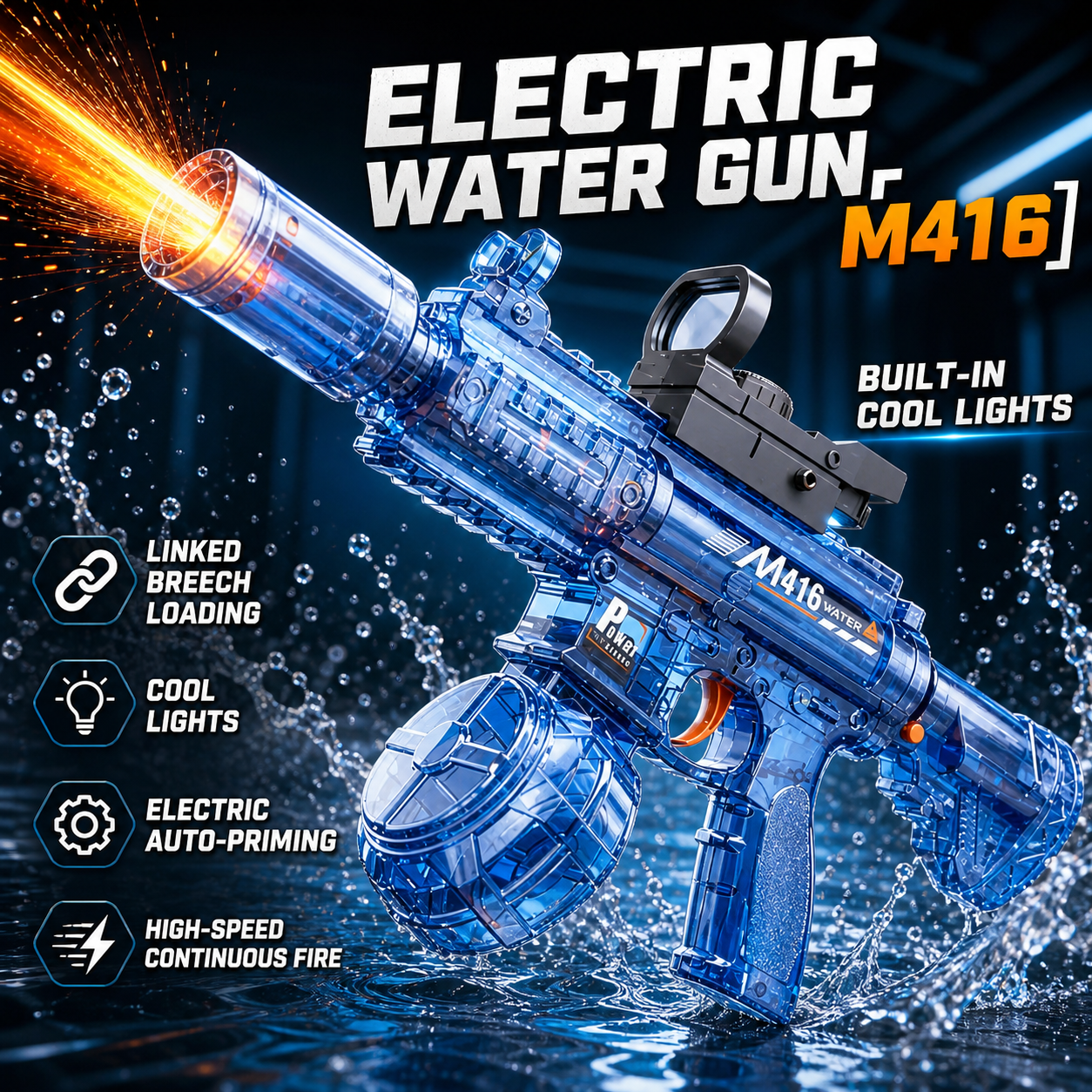 Electric Water Gun Flashing Li - مراجعة Outdoor Camping Games For Kids وسعره
