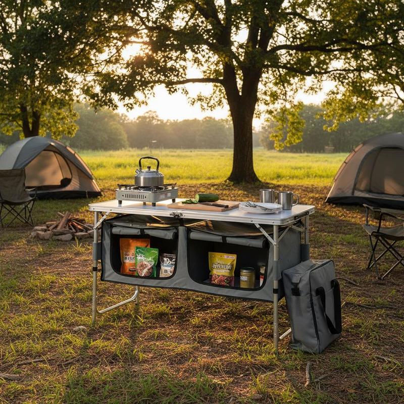 Camping Kitchen Table, Quick s - مراجعة Outdoor Camping Kitchen Setup وسعره