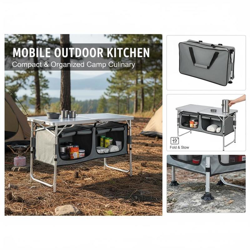 Camping Kitchen Table, Quick s - مراجعة Outdoor Camping Kitchen Setup وسعره