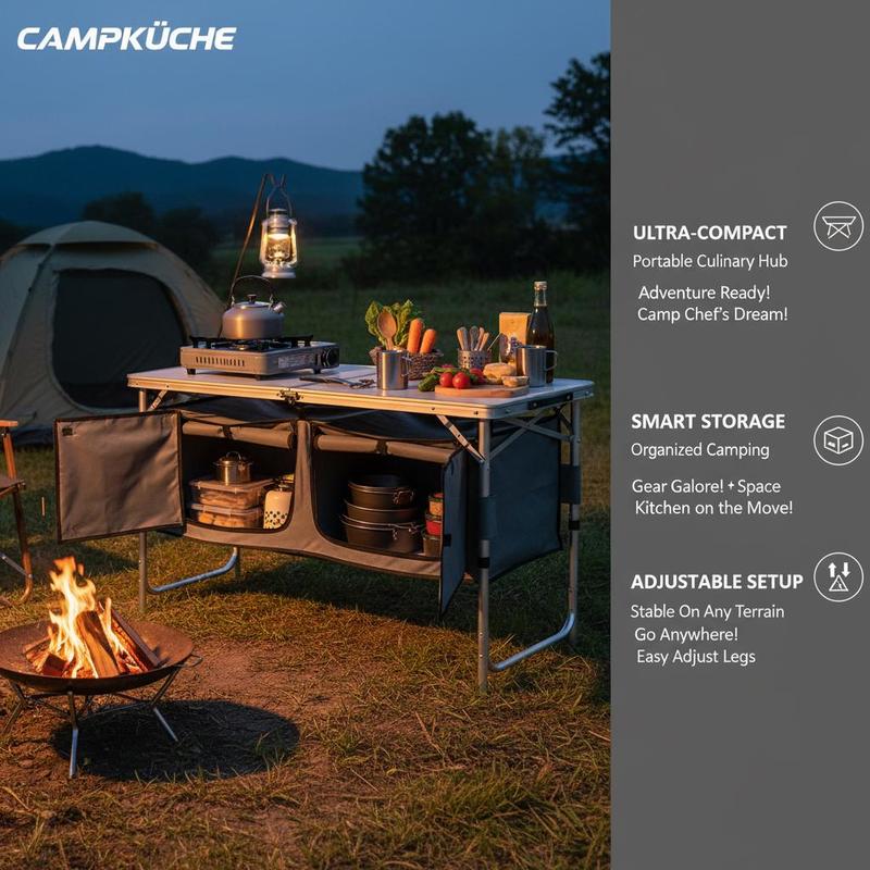 Camping Kitchen Table, Quick s - مراجعة Outdoor Camping Kitchen Setup وسعره