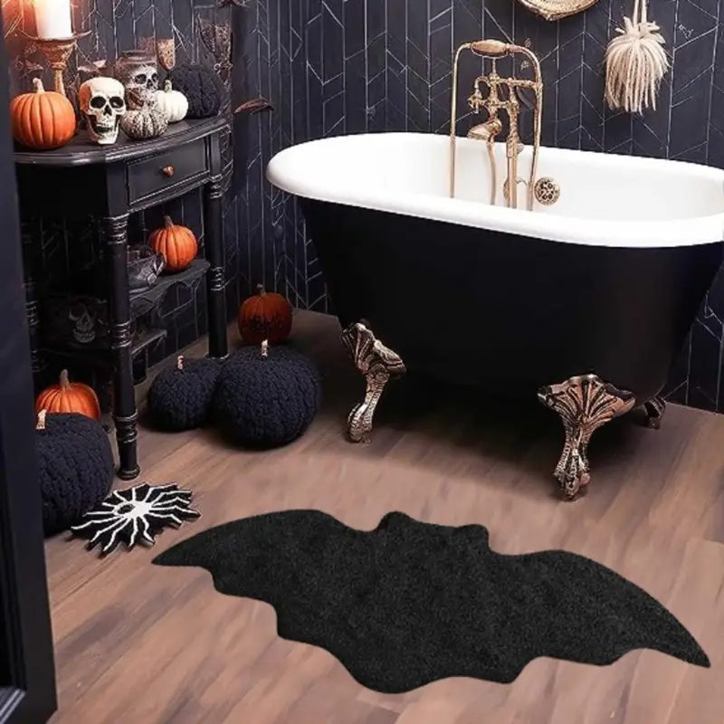 Black Halloween Bat Rug Non Sl - مراجعة Outdoor Camping Kitchen Setup وسعره