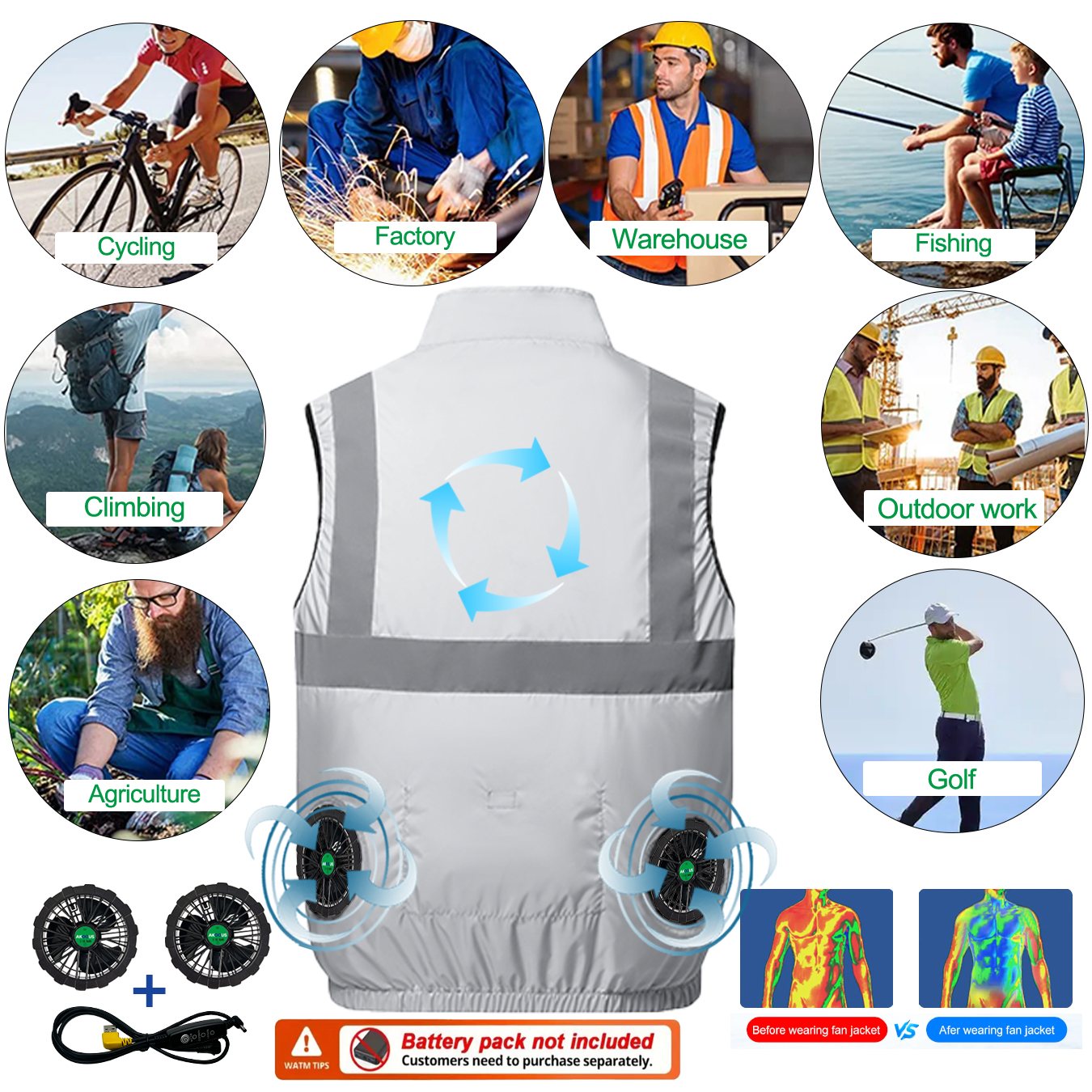 12V/5V USB Sleeveless Breathab - مراجعة Outdoor Camping Fans وسعره