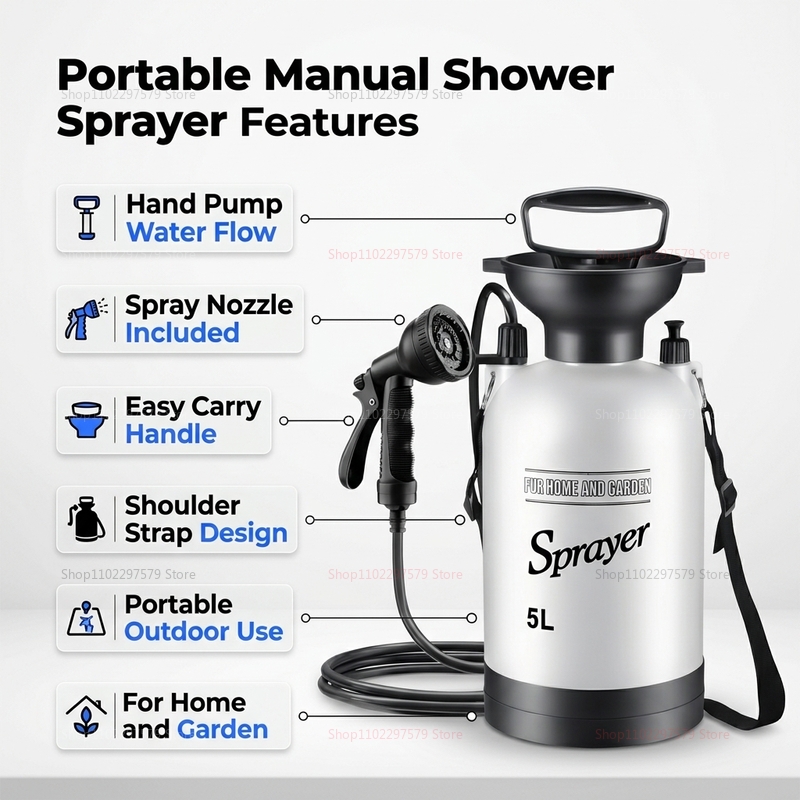 Portable Camping Shower 5L Man - مراجعة Outdoor Camping Items وسعره