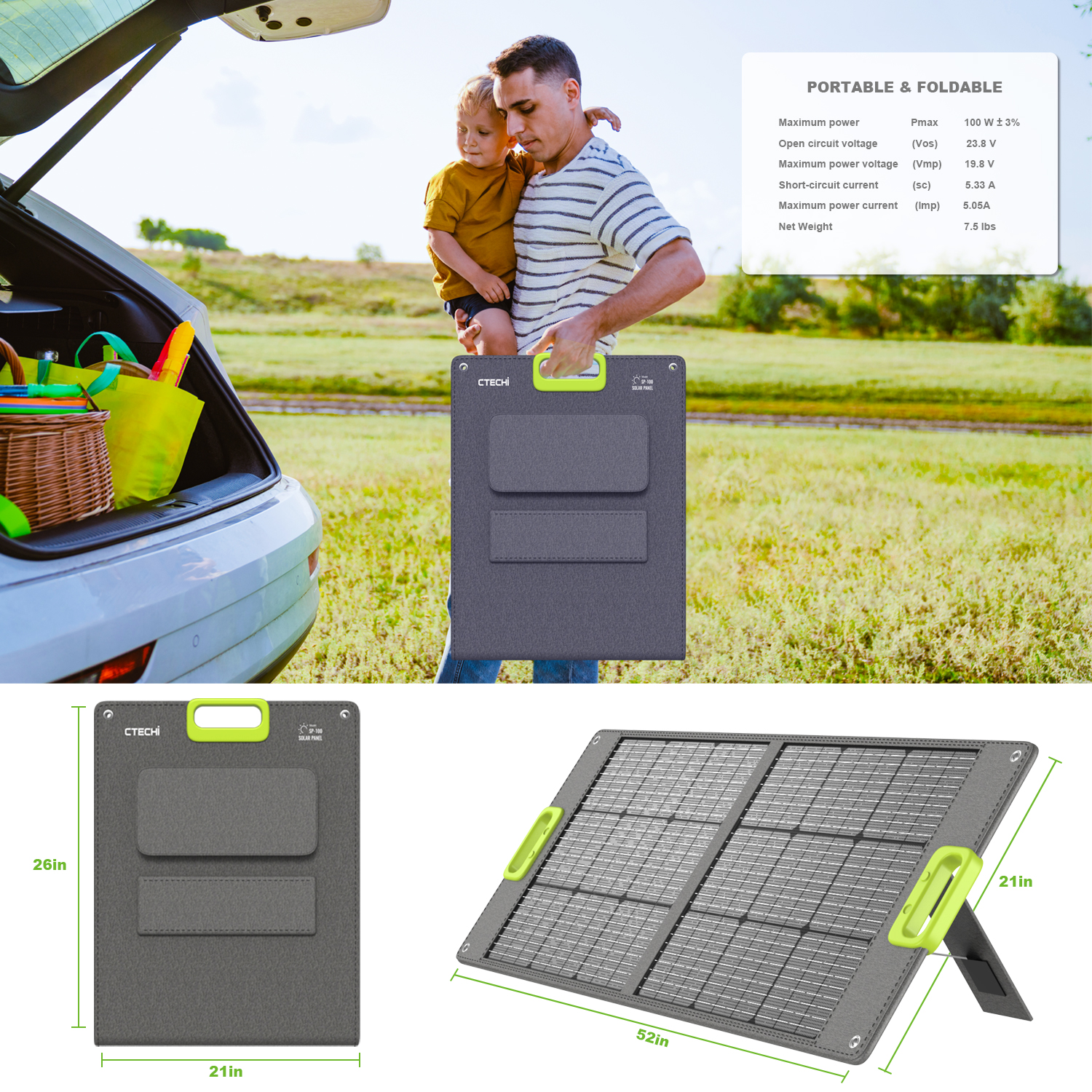 High Efficiency Portable 100W  - مراجعة Outdoor Camping Hiking وسعره