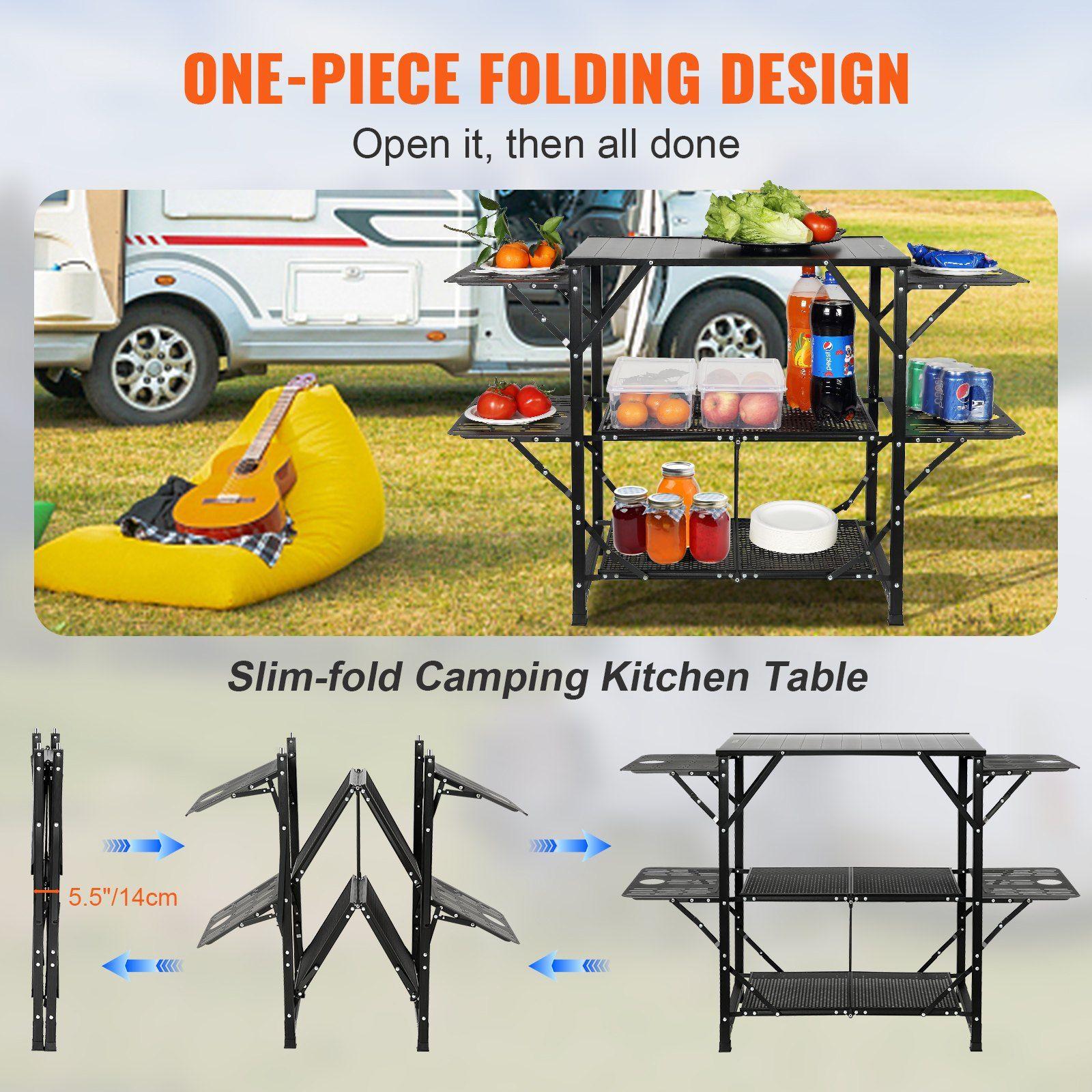 All-in-one 49.6in Aluminum Cam - مراجعة Outdoor Camping Kitchen Setup وسعره